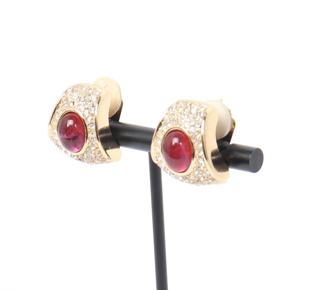 Vintage Grosse Ruby Clip On Earrings - 2