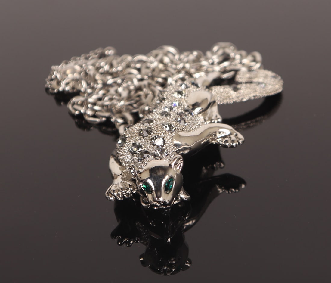 Cartier Style Silver Leopard Pendant - 3