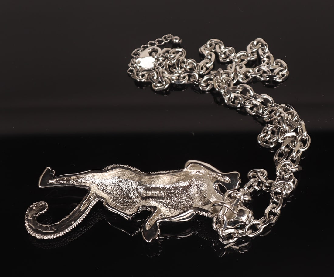 Cartier Style Silver Leopard Pendant - 5