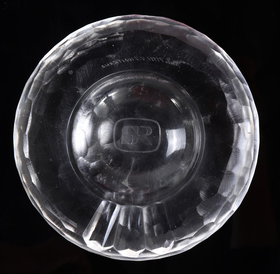 Rare Signed V. Linstrand Kosta Boda Glass Ashtray (1 of 6)