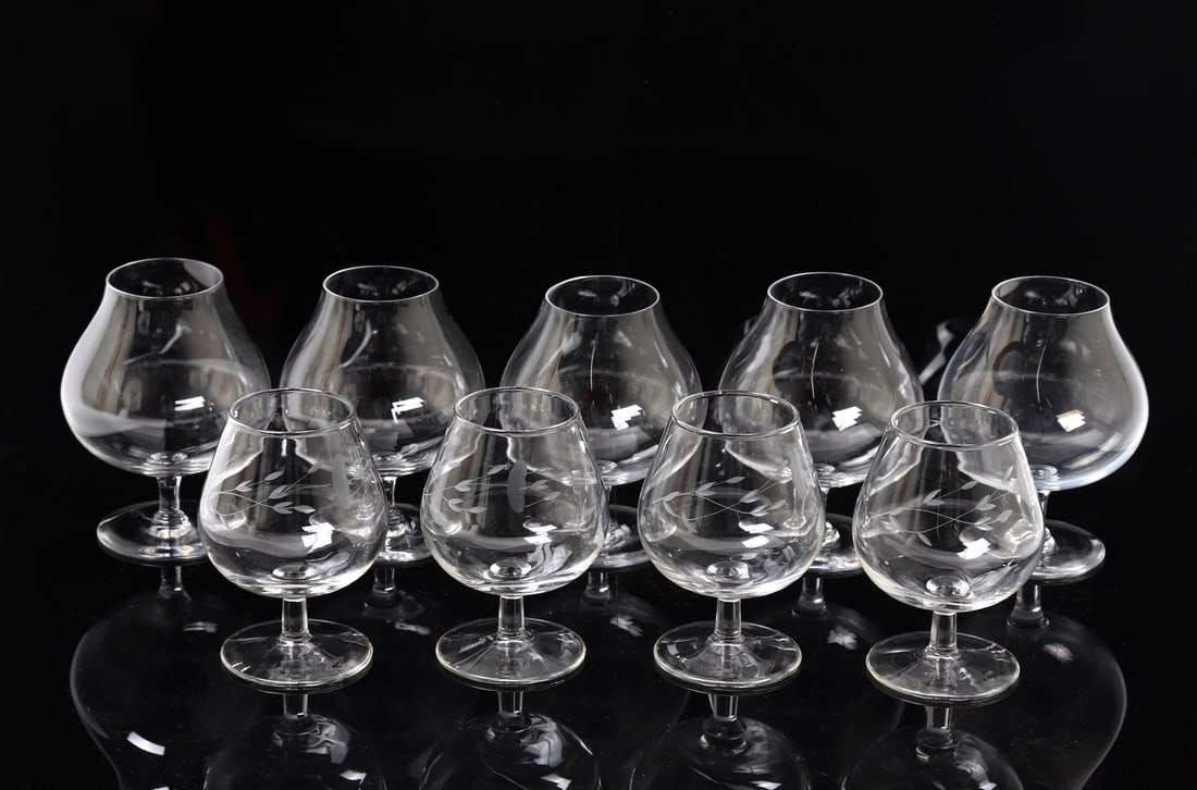 Collection of Nine Fine Crystal Brandy Snifters (1 of 5)
