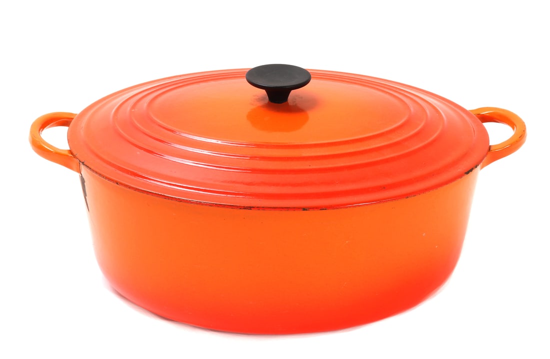 Vintage Le Creuset Cocotte Oval Dutch Oven, Orange (1 of 11)