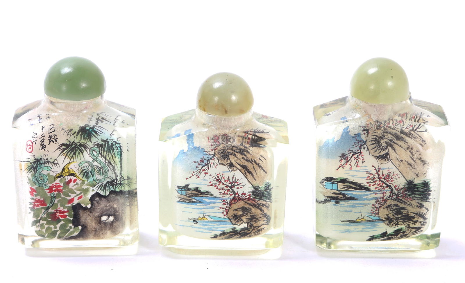 Group Lot of Three Chinese Reverse Painted Snuff Bottles (1 of 7)