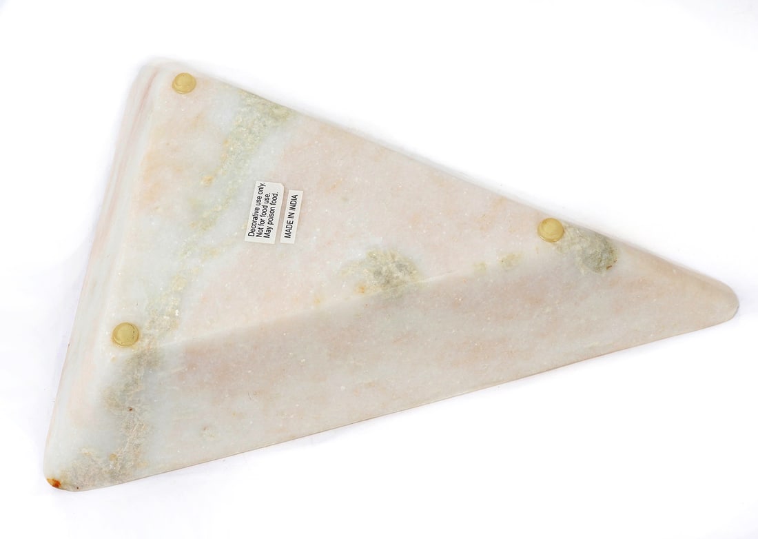 Lovely White Marble and Copper Triangular Tray - 7