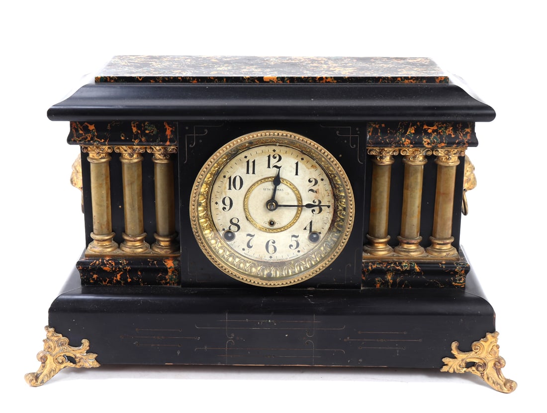 Antique Seth Thomas Adamantine 6 Pillar Mantle Clock (1 of 12)
