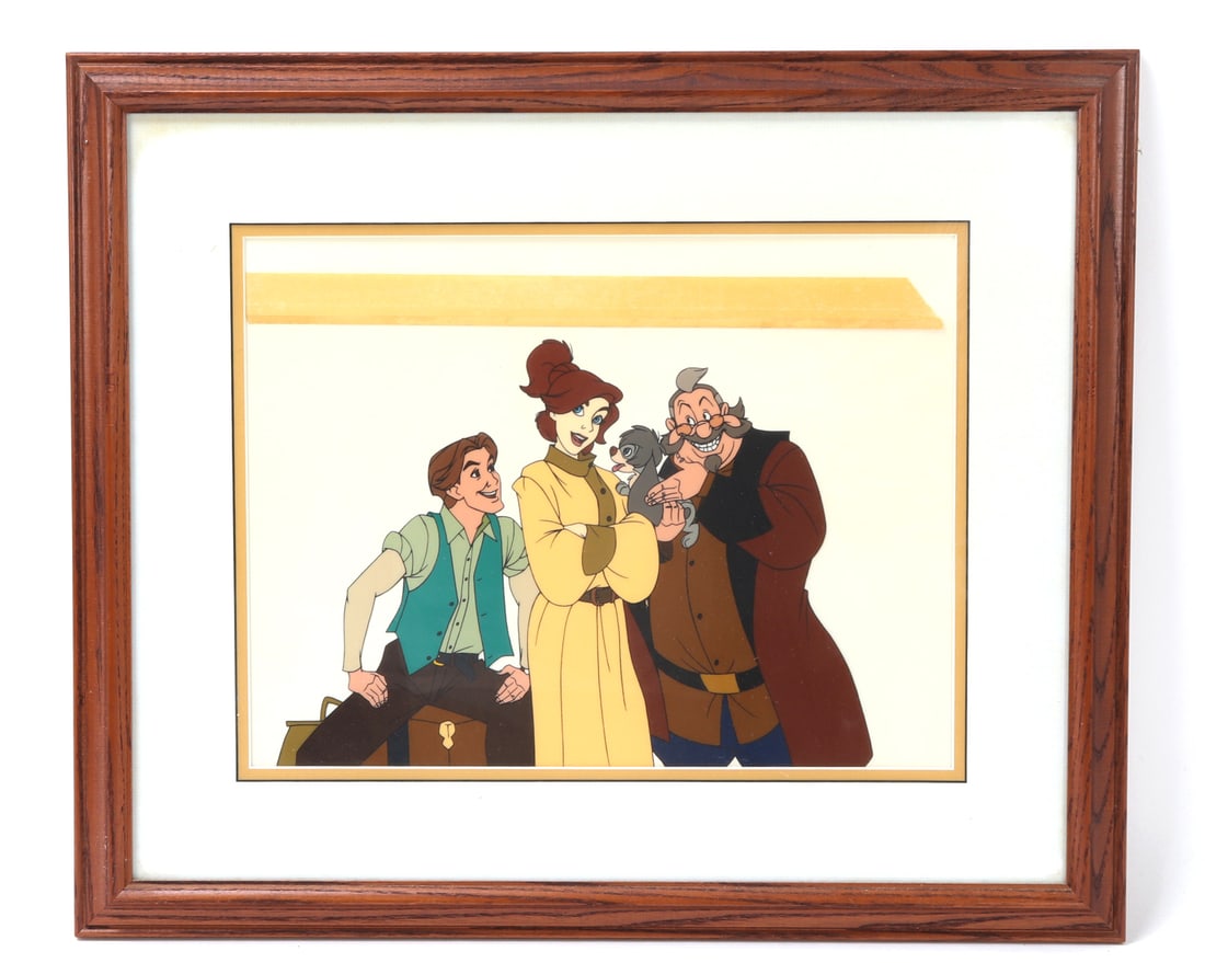 Warner Bros "Anastasia" Collectable Cel: Lovely Warner Bros animation cel including Anastasia, Dimitri and Vladimir. Size 20 1/8" L x 17" W, Sight 13 1/2" L x 10 1/8" W
