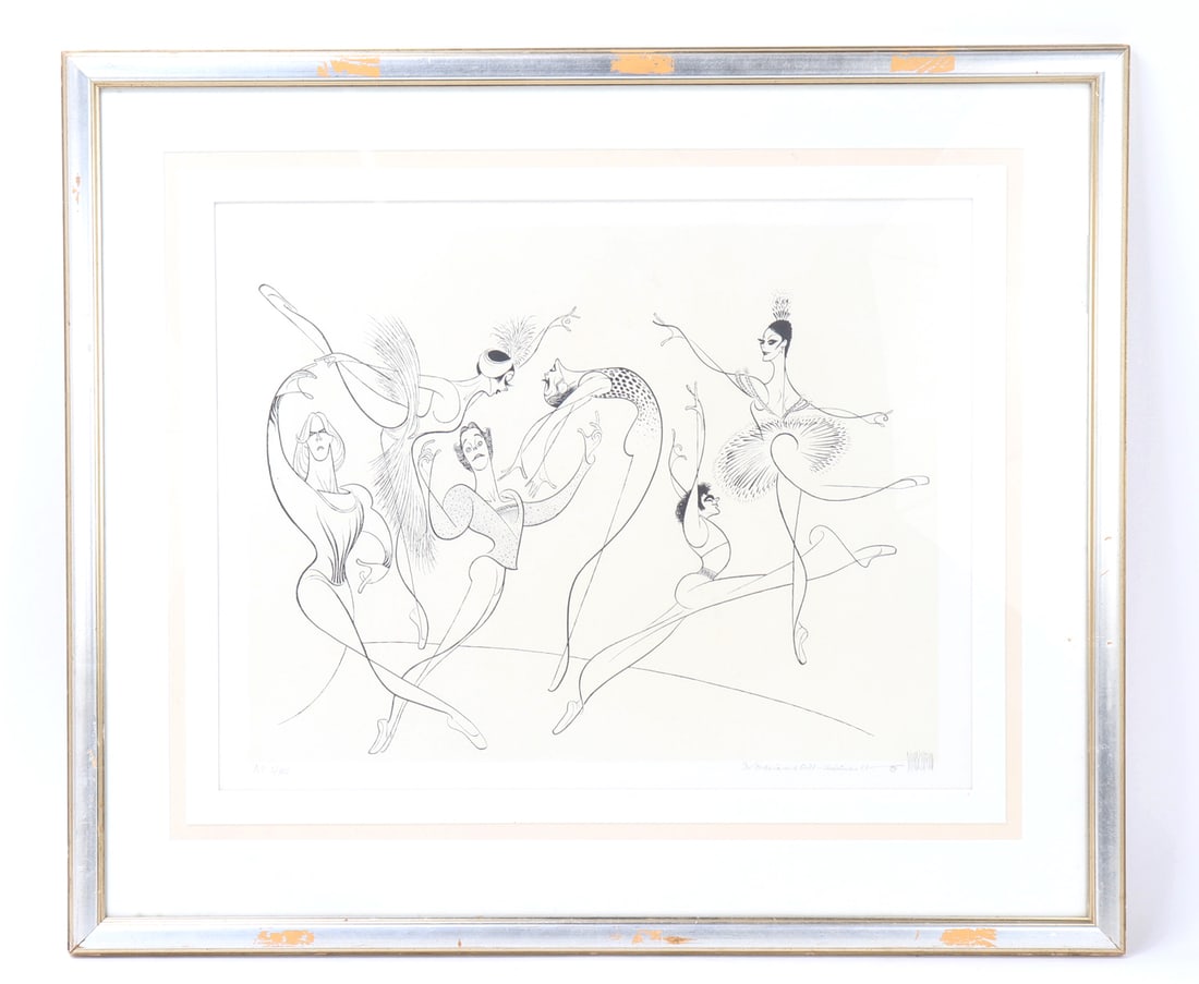 Al Hirschfeld 1903-2003, American Ballet Theatre: Wonderful piece by the late great Al Hirschfeld 1903-2003, depicting the great American Ballet Theatre. Six dancers fly across this piece in incredible motion throughout. Dedicated to Maria Riva and