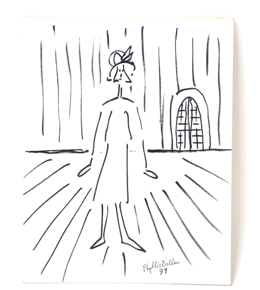 Two Original Abstract Sketches by Phyllis Diller, Signed & Dated - 2