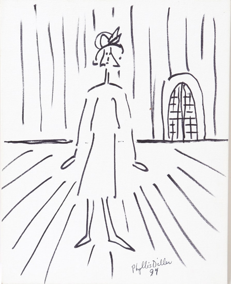 Two Original Abstract Sketches by Phyllis Diller, Signed & Dated - 3