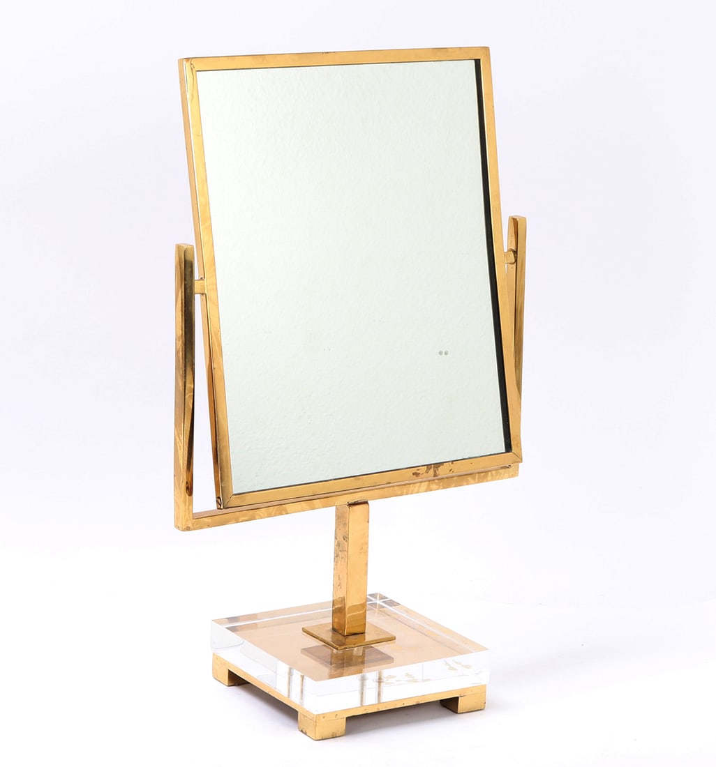 Lovely Polished Brass Tabletop Vanity Mirror (1 of 5)