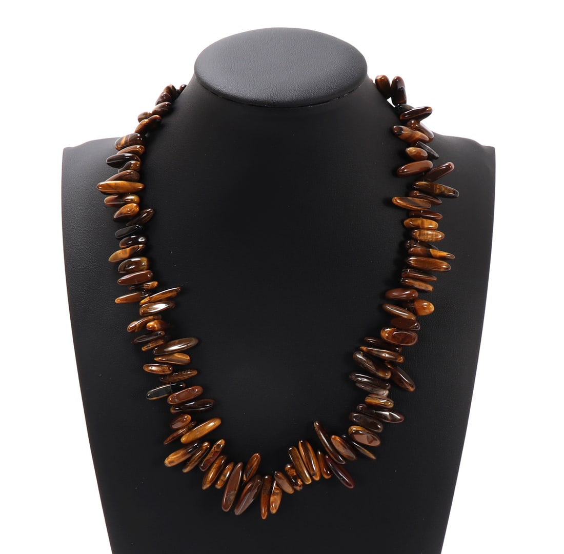 Lovely Natural Tiger's Eye Chip Seed Beaded Necklace (1 of 5)