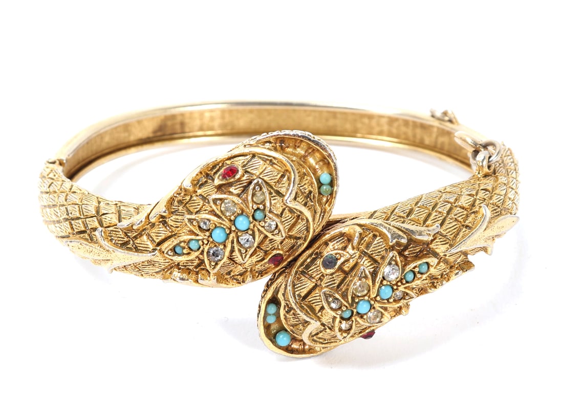 Vintage Double Headed Serpent Hinged Bracelet (1 of 5)