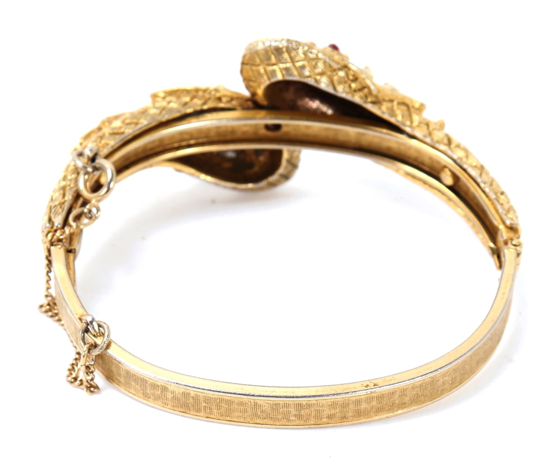 Vintage Double Headed Serpent Hinged Bracelet - 4