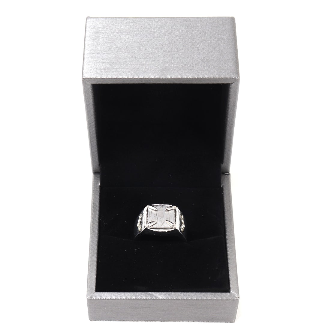 Beautiful Meteorite Slab Ring - 6