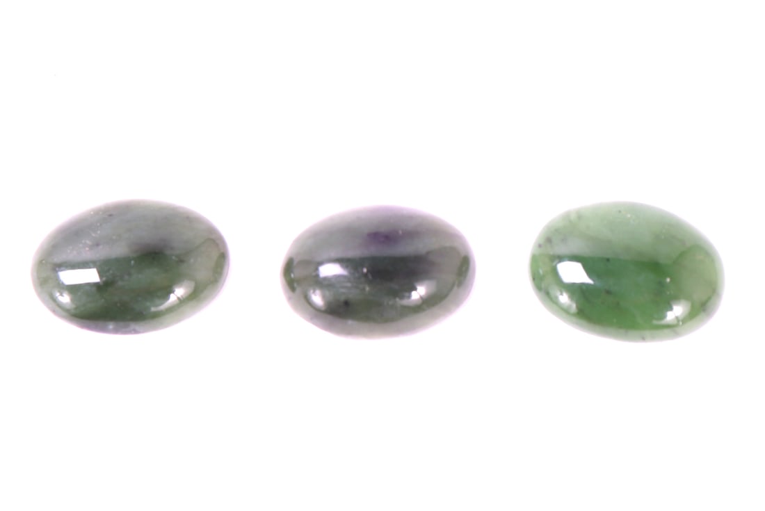 Three Rainbow Fluorite Cabochons: Wonderful group of rainbow fluorite gemstone ready to be set in a bezzle for a ring or bracelet. Size 3/4" L, Weight 2 grams total