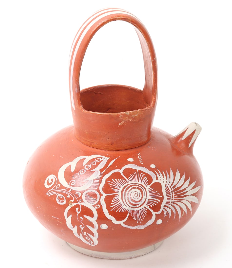 Mexican Ceramic Painted Pulque Pitcher - 2