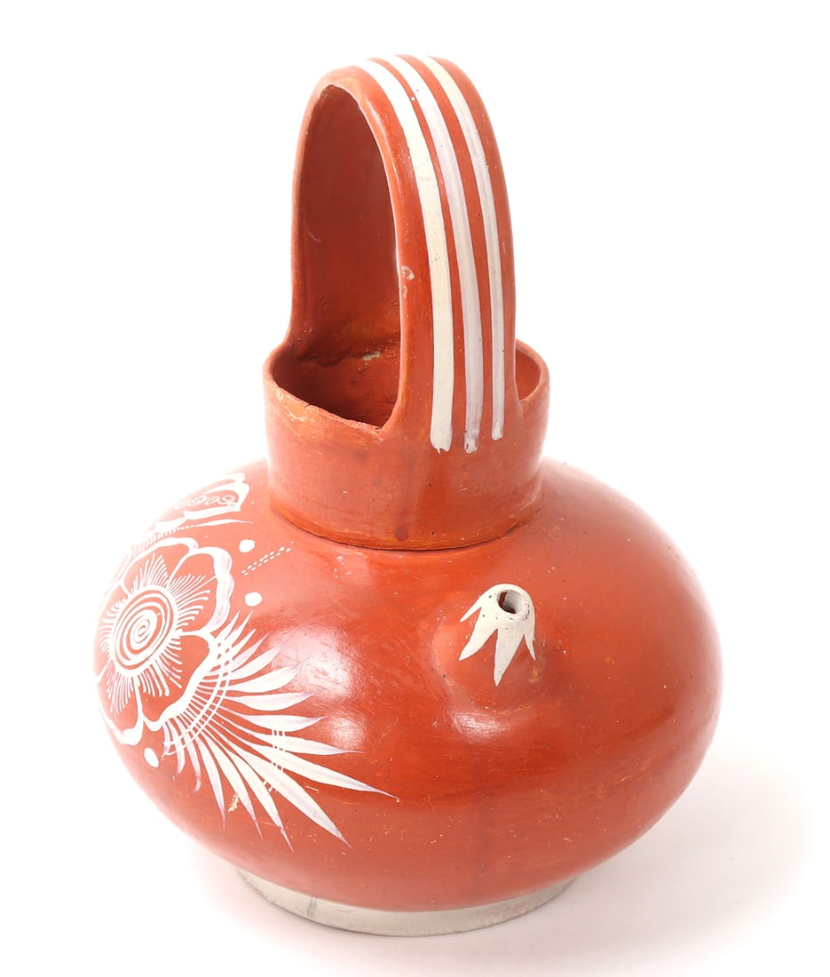 Mexican Ceramic Painted Pulque Pitcher - 3