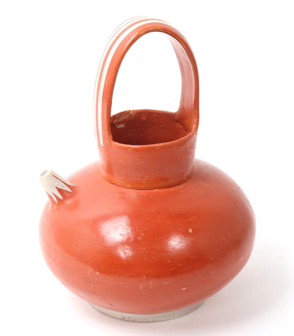 Mexican Ceramic Painted Pulque Pitcher - 4