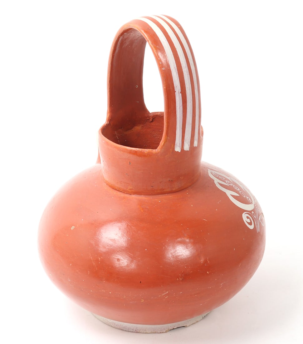 Mexican Ceramic Painted Pulque Pitcher - 5