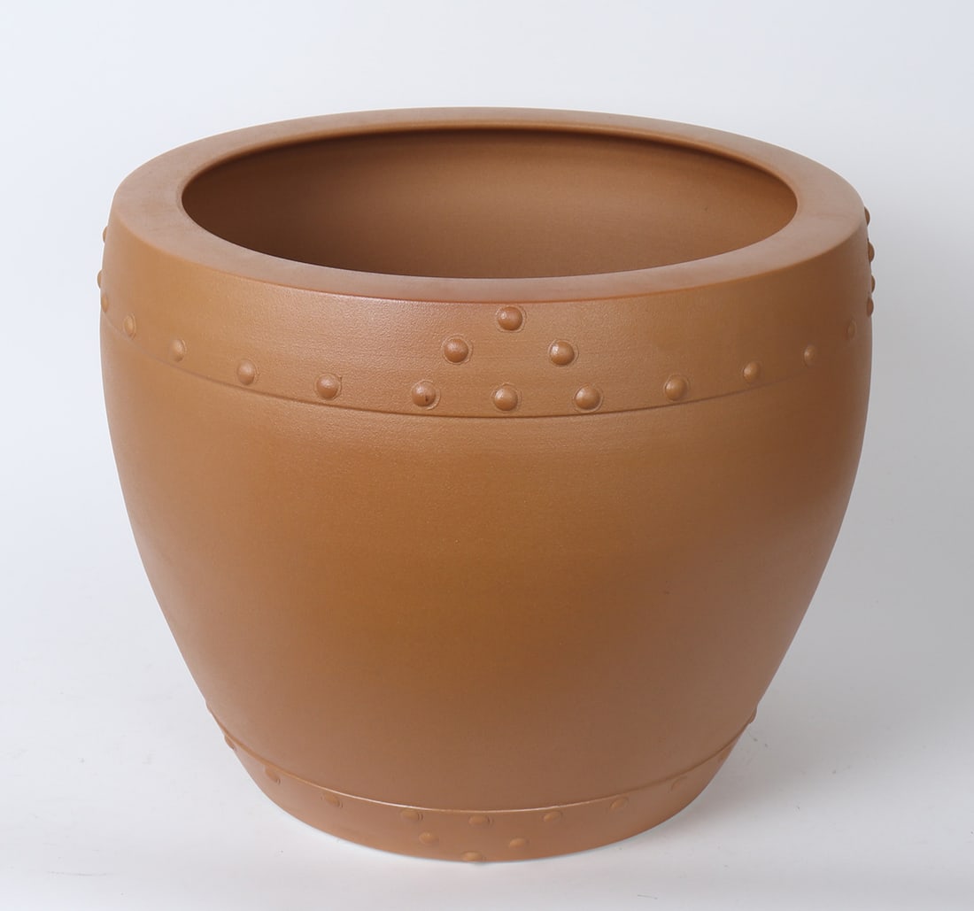 Chinese Brown Flower Pot (1 of 3)
