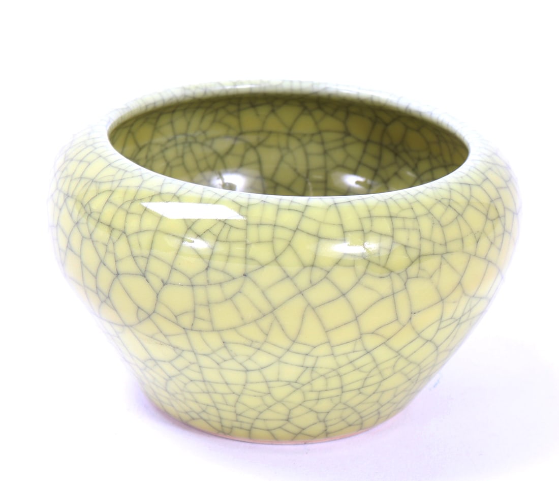 Yellow Crackle Glazed Succulent Pot (1 of 5)