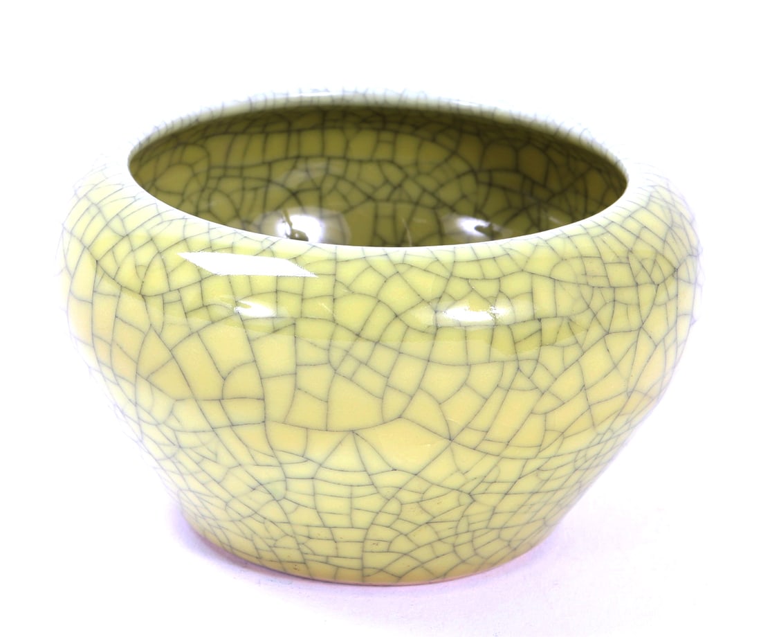 Yellow Crackle Glazed Succulent Pot - 3