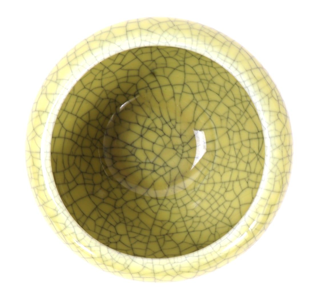 Yellow Crackle Glazed Succulent Pot - 4