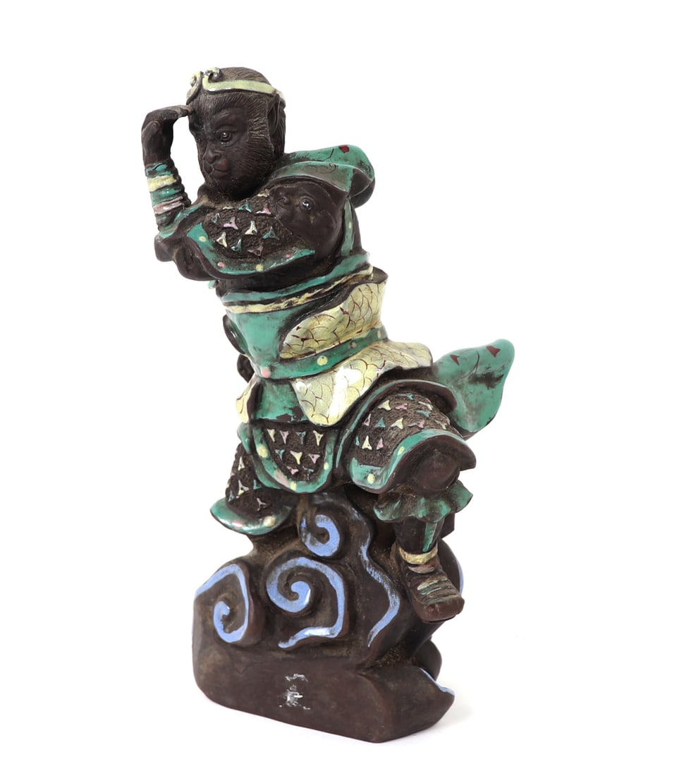 Chinese Porcelain Dancing Monkey Statue - 2
