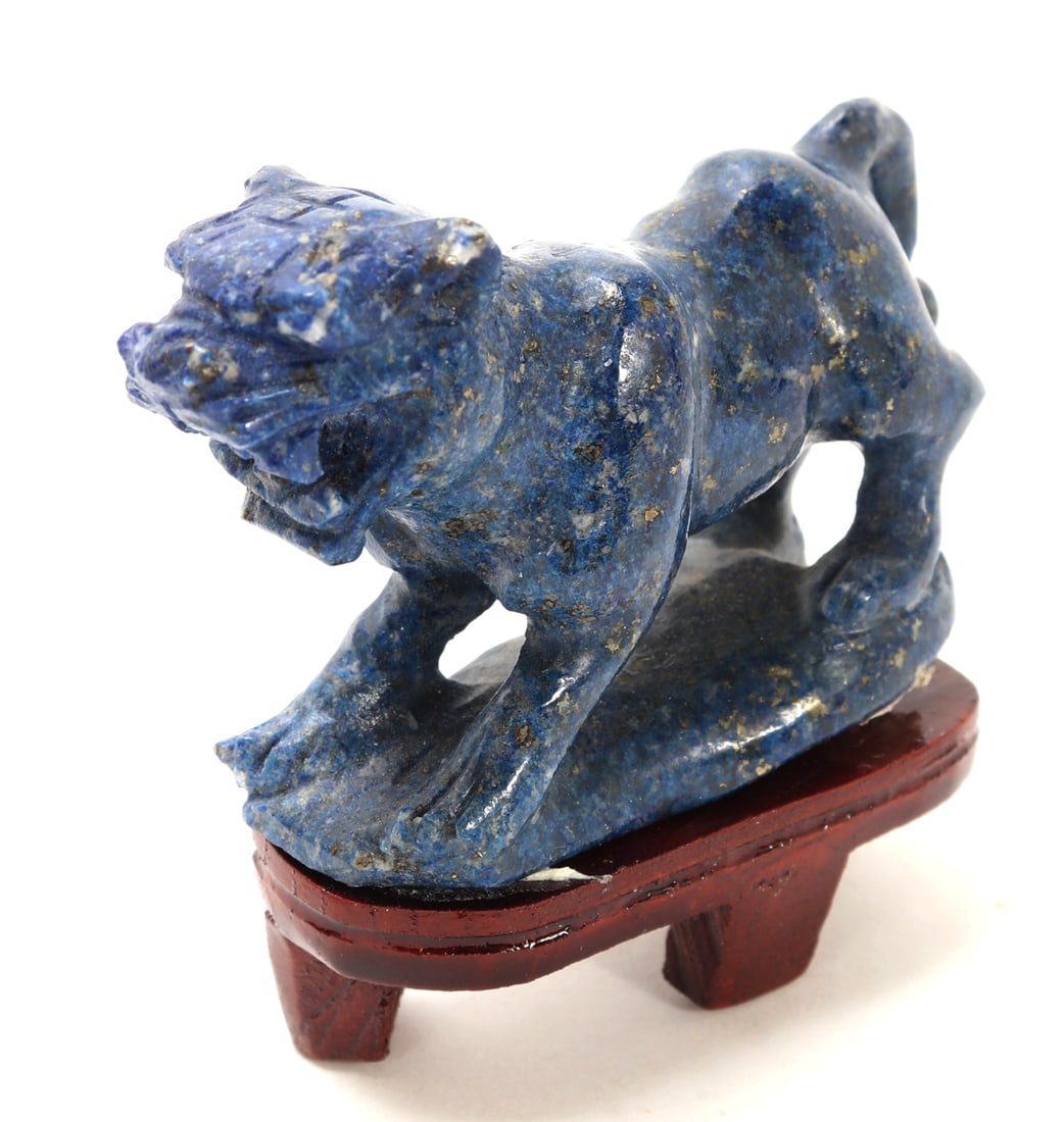 Adorable Miniature Lion Lapis Lazuli Figurine w/Stand (1 of 8)