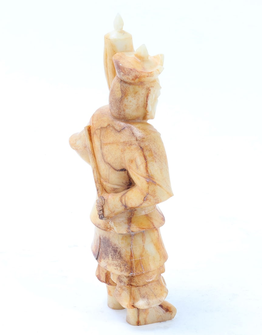 Chinese White Hardstone Standing Warrior - 4