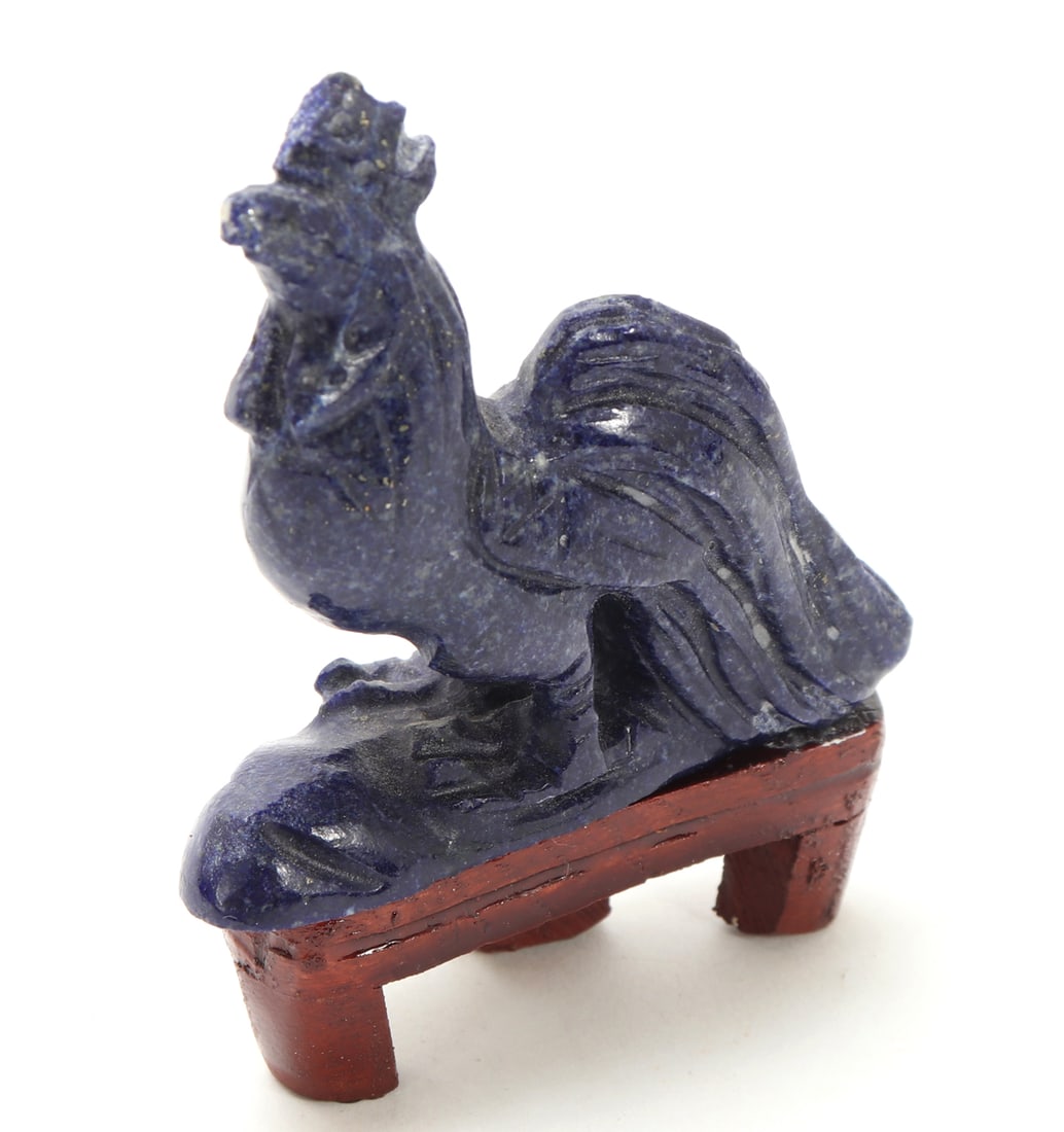 Lapis Lazuli Carved Rooster on Stand (1 of 6)