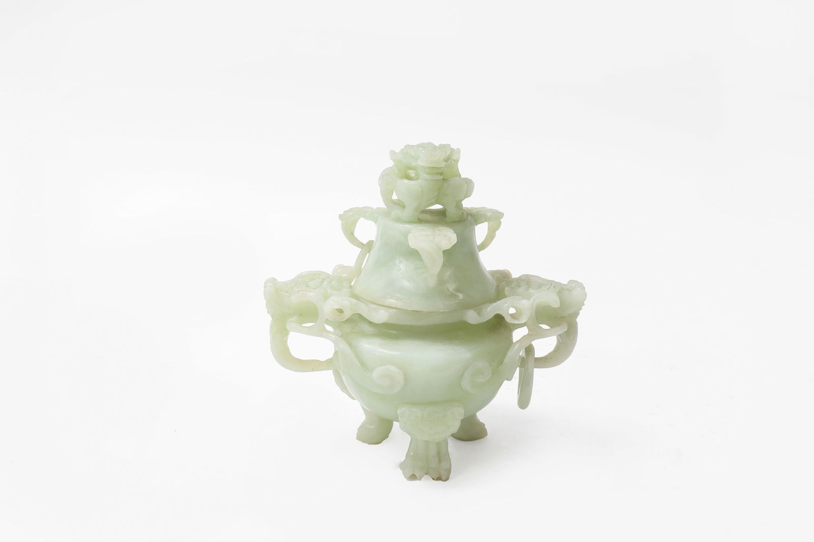 Chinese Carved Jade tripod Incense Burner (1 of 4)