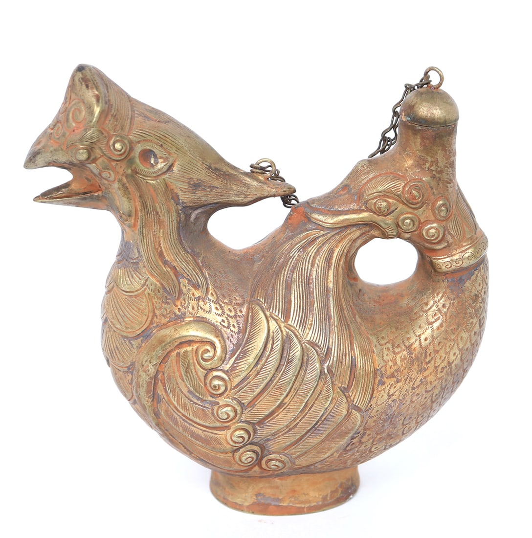 Chinese Brass Bird Ewer w/Mythical Creature (1 of 7)