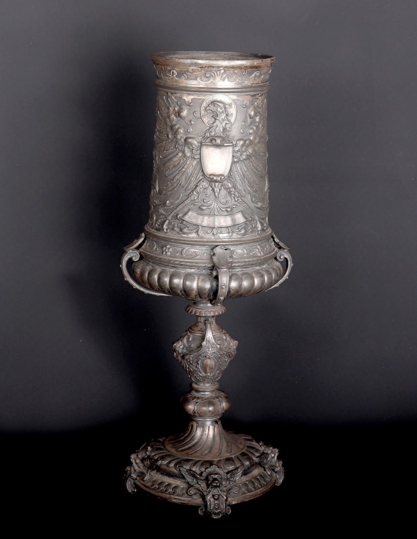 Massive German Pewter Chalice - 2