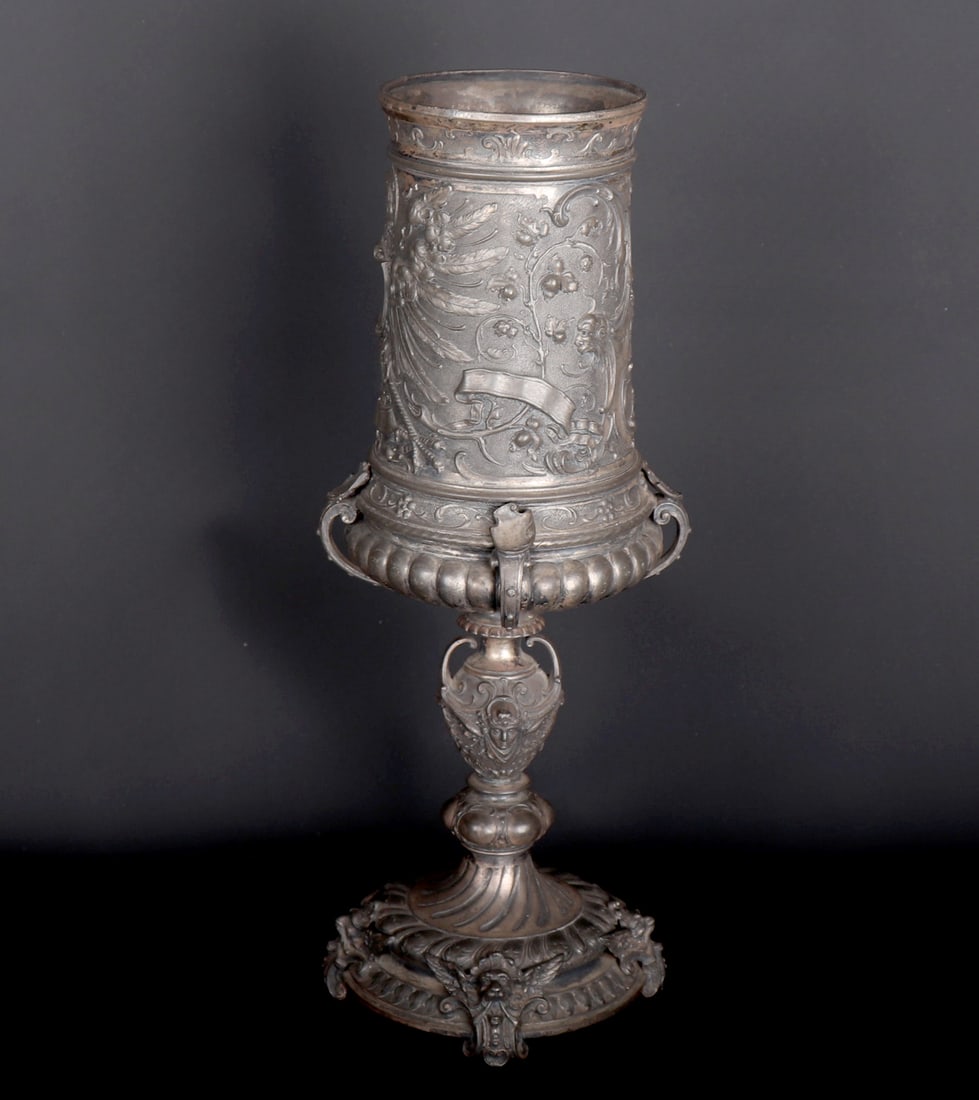 Massive German Pewter Chalice - 3