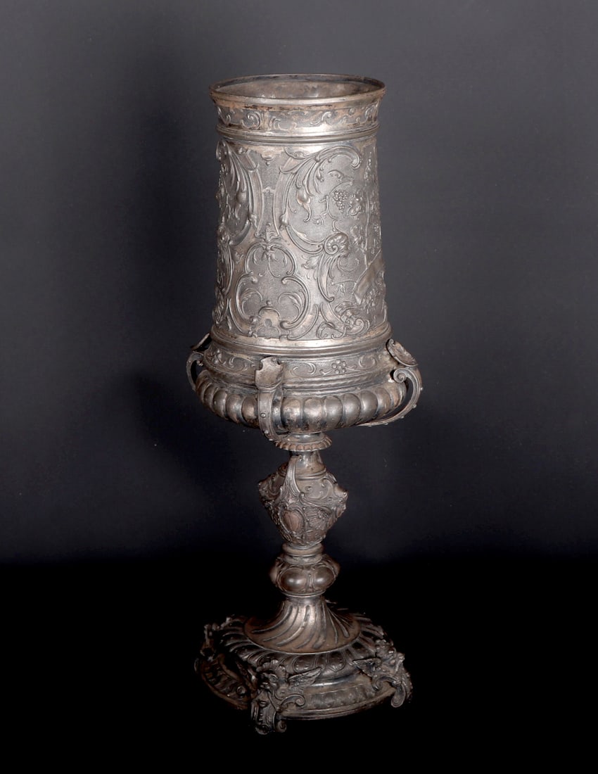 Massive German Pewter Chalice - 4