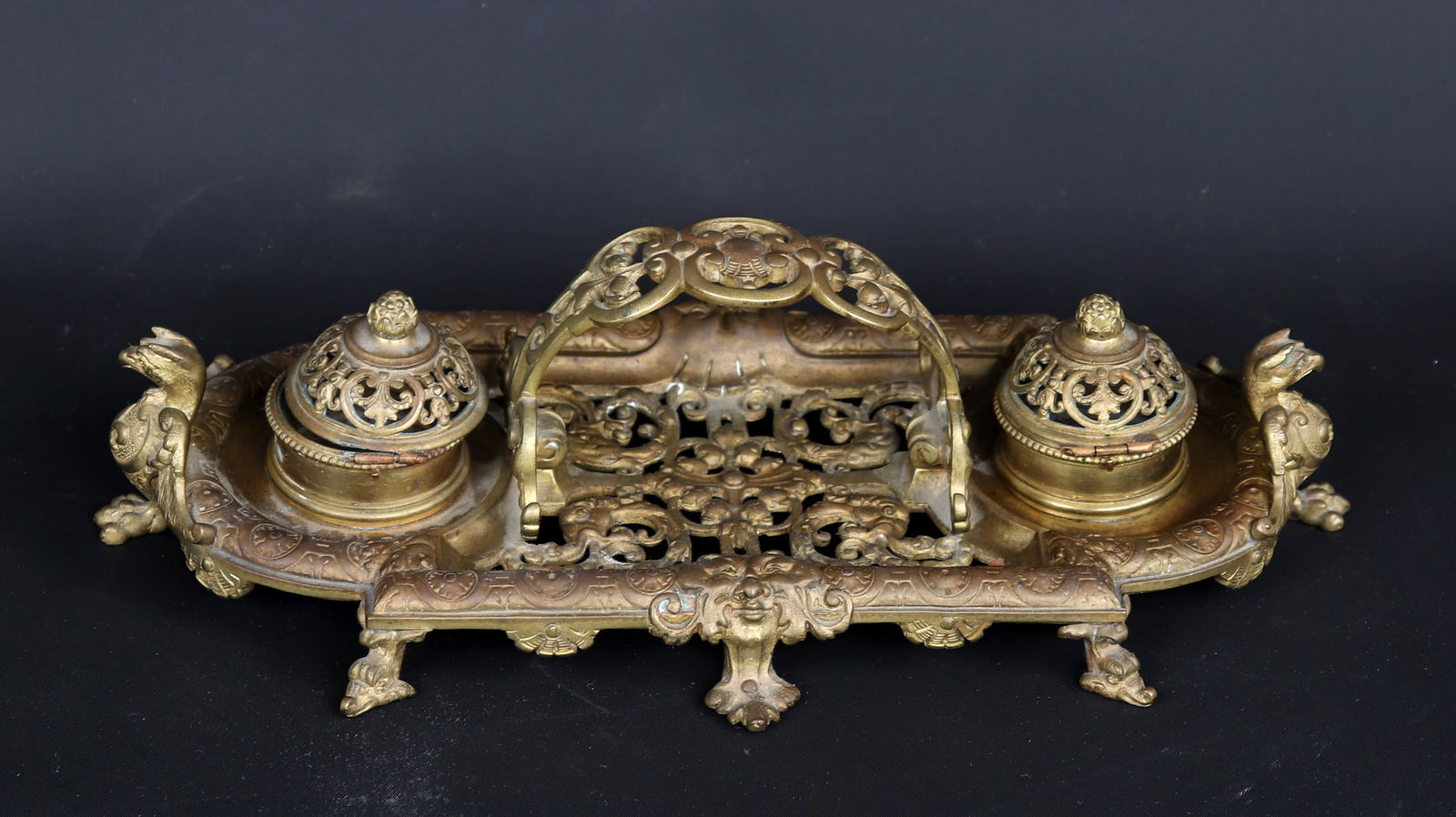 Fine Brass Ink Desk Stand - 2