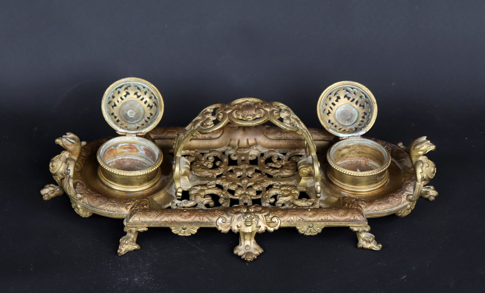 Fine Brass Ink Desk Stand - 3