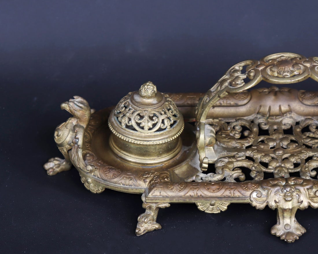 Fine Brass Ink Desk Stand - 4