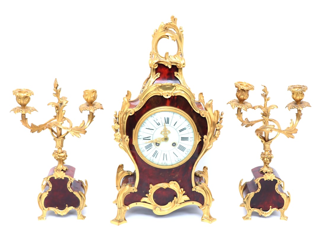 French Rococo Style Clock & Candelabra Set, 19th c. (1 of 16)