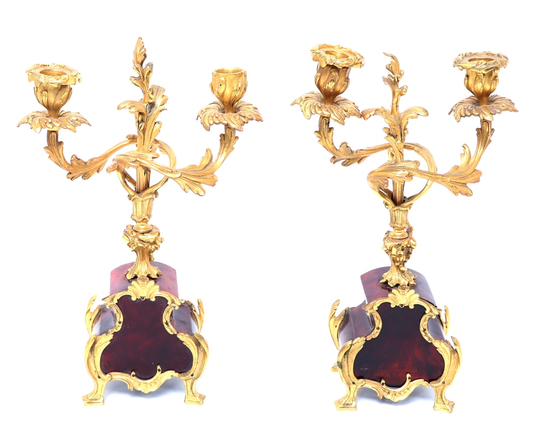 French Rococo Style Clock & Candelabra Set, 19th c. - 3