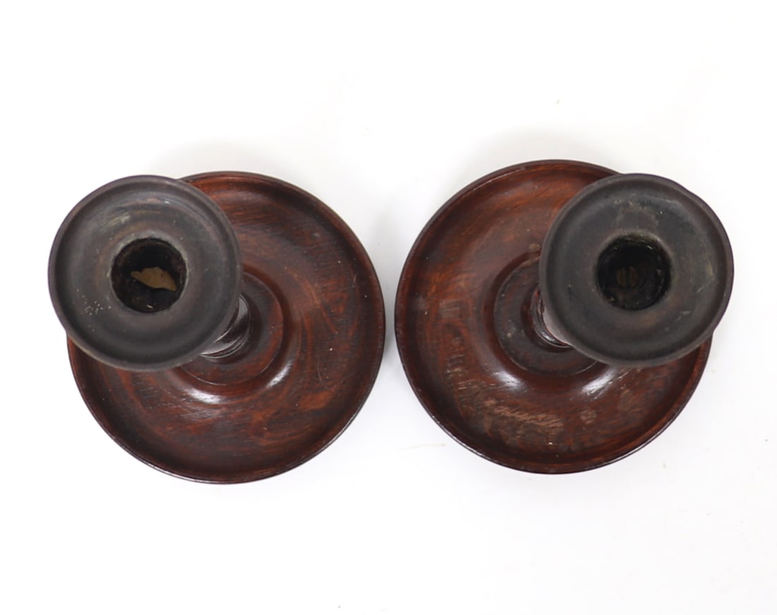 Deep Thomas Danforth II Pewter Plate & Turned Candlesticks - 3