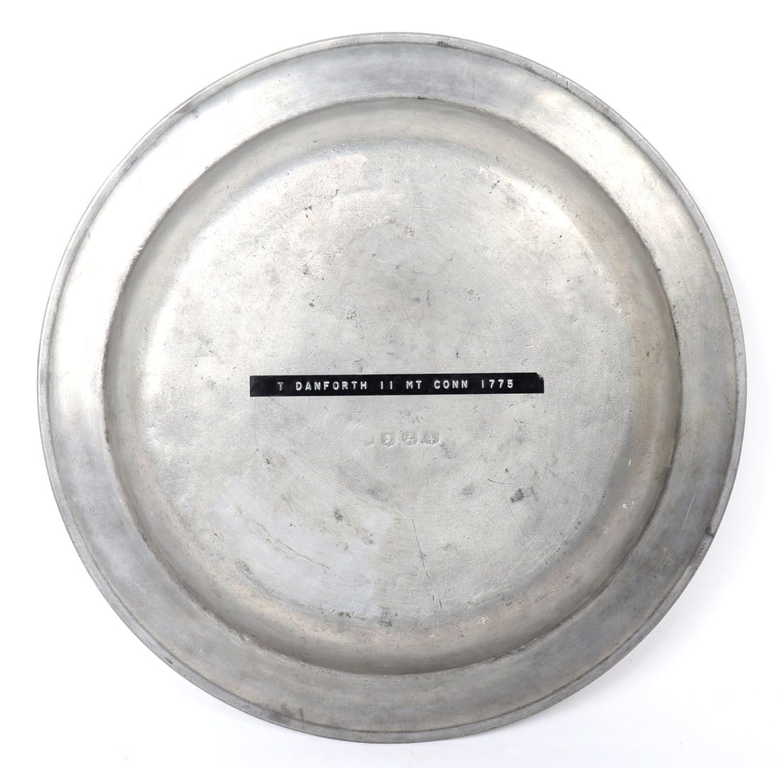 Deep Thomas Danforth II Pewter Plate & Turned Candlesticks - 6