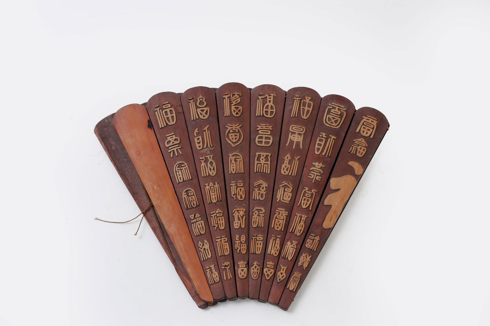 Hand Carved Chinese Wooden Fan: Decorative Chinese scholarly wooden style collectible fan. 10" by 14"