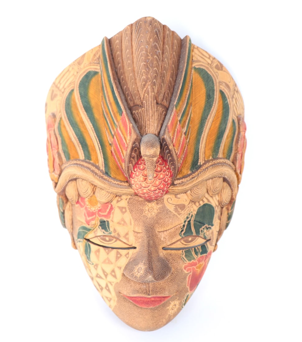 Vintage Indonesian Batik Painted Wood Mask (1 of 6)