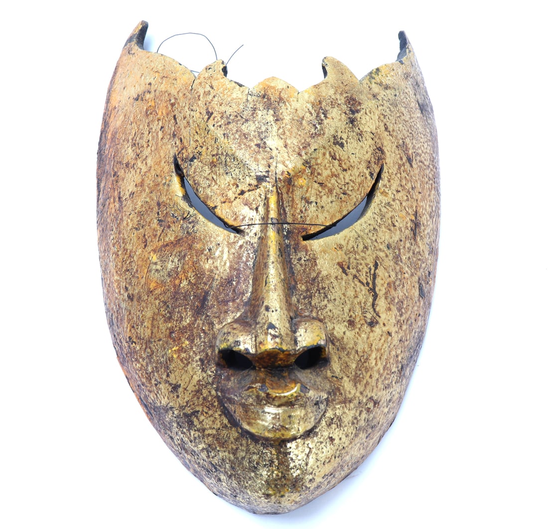 Gold Painted Ceremonial Dance Mask - 2