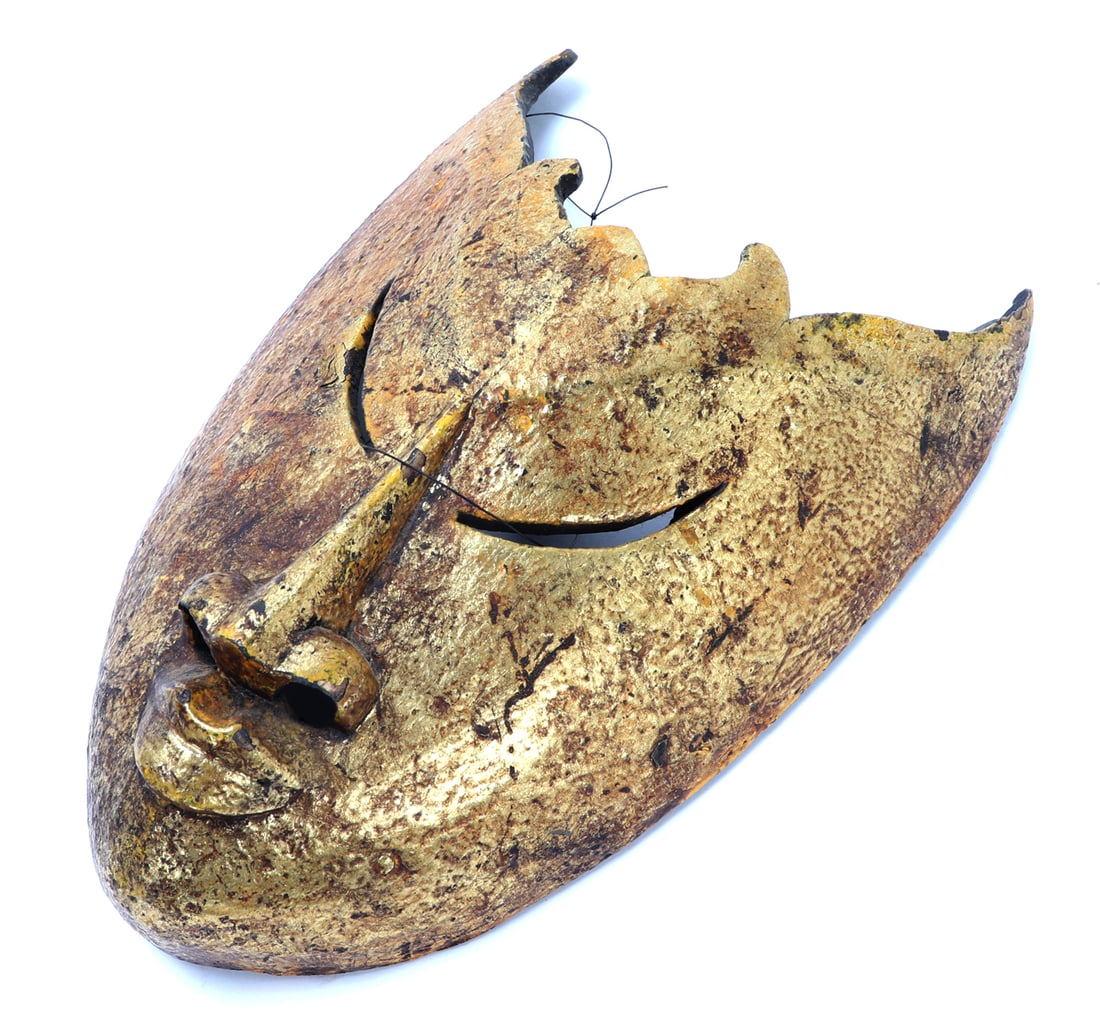 Gold Painted Ceremonial Dance Mask - 3
