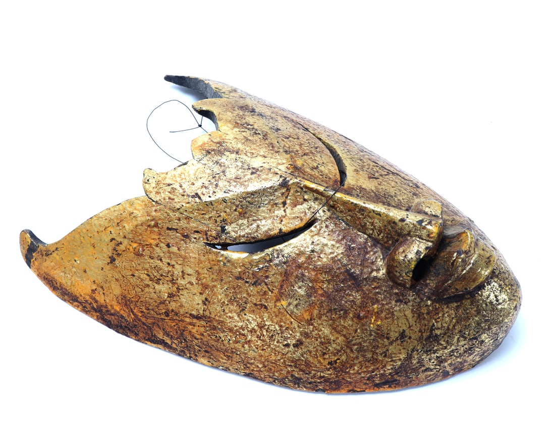 Gold Painted Ceremonial Dance Mask - 4