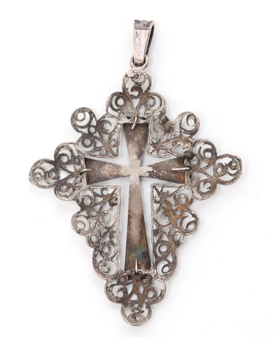 Sterling Silver Openwork Cross Pendant, 4g - 2