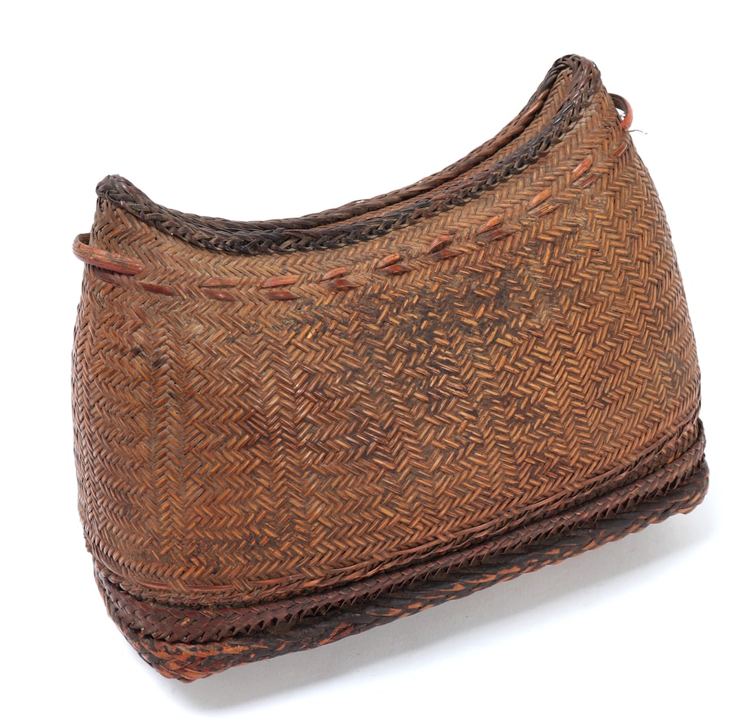 Nicely Crafted Filipino Satchel: Beautiful hand crafted rattan braided purse or satchel from the Philippines. Reinforced with bamboo to the base with a lovely added braided accent to the top. Size 10 3/4" L x 8 1/8" H